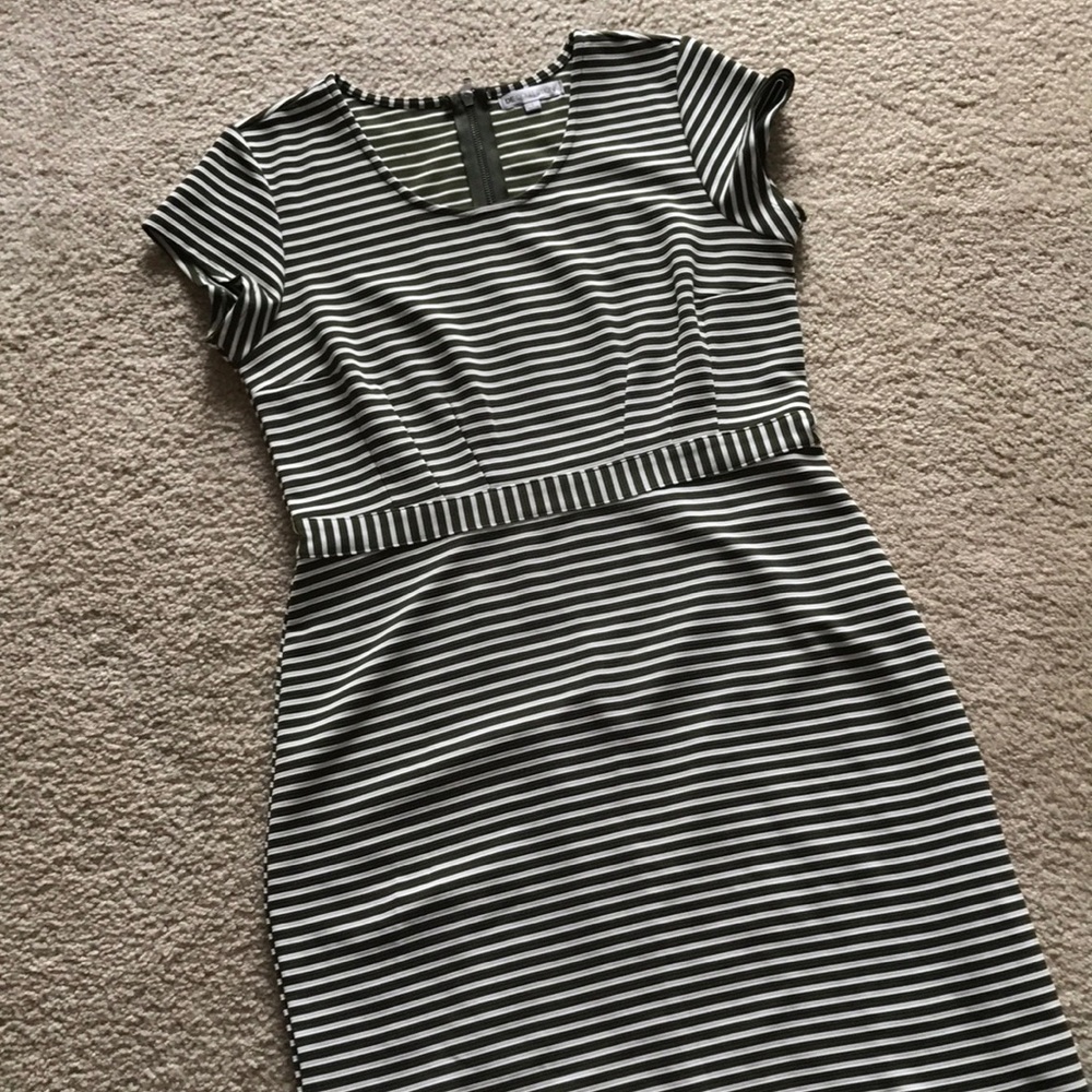 Olive & White Stripped Dress
